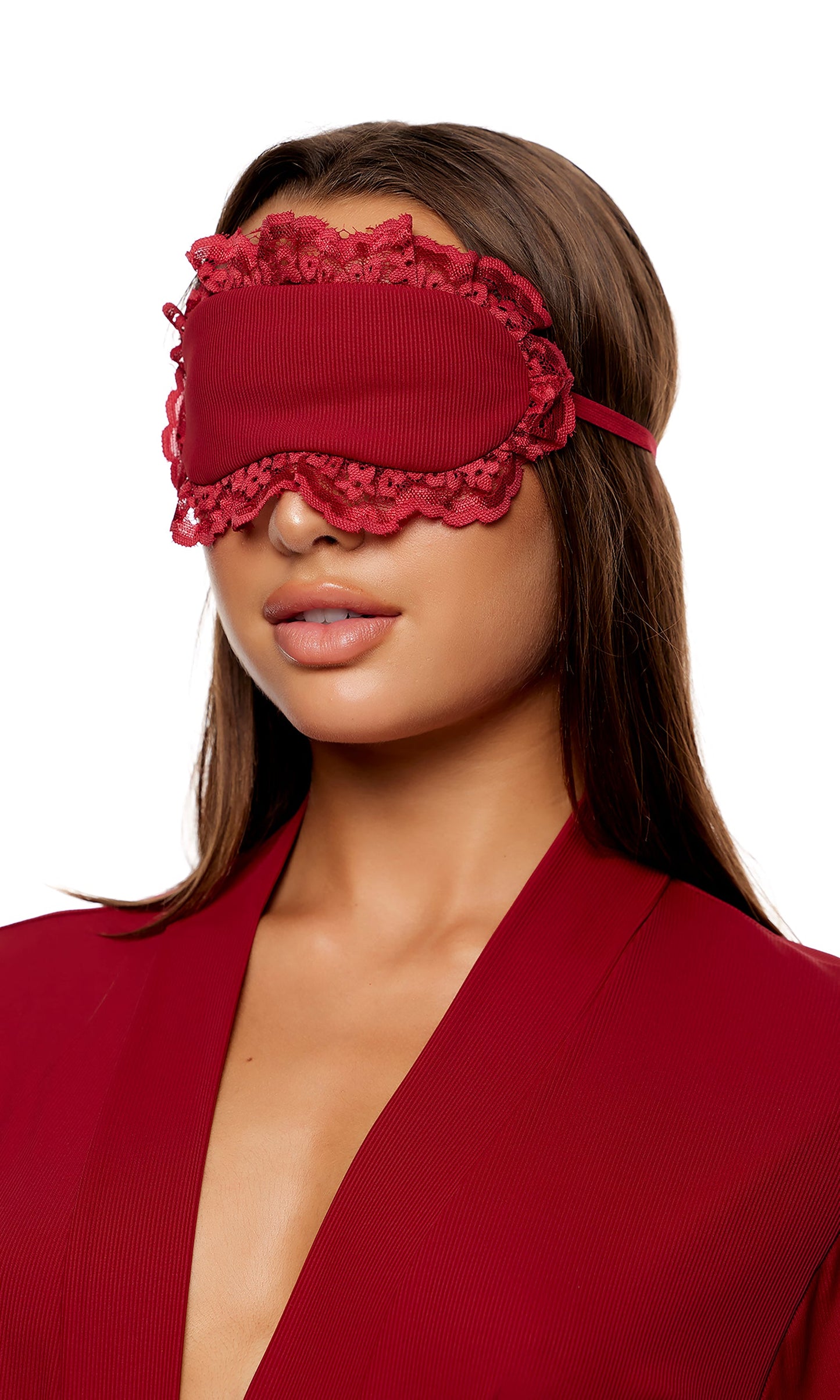 Self Care Ribbed Lace Eye Mask - Wine