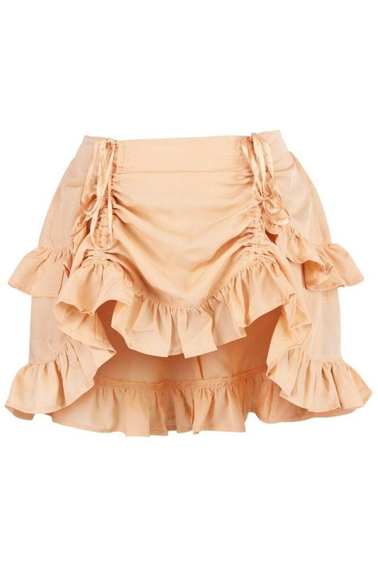 Beige Crepe Ruched Bustle Skirt - Daisy Corsets