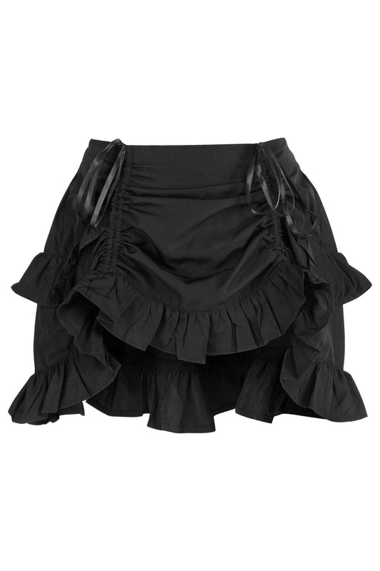Black Crepe Ruched Bustle Skirt - Daisy Corsets