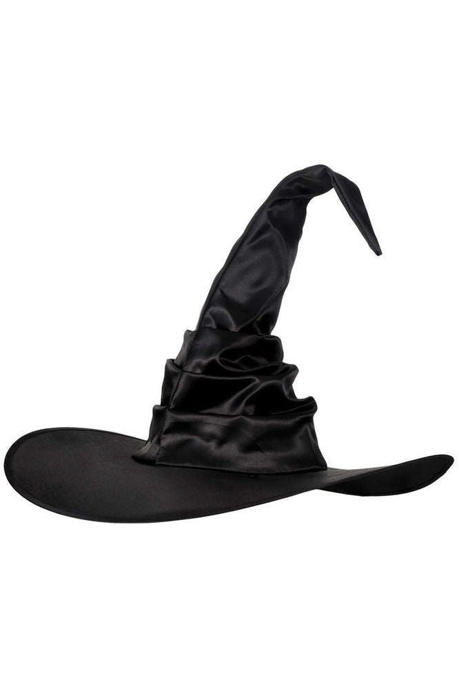 Black Satin Ruched Witch Hat - Daisy Corsets