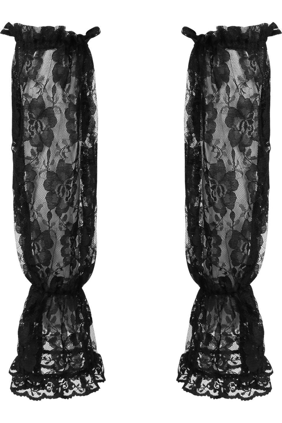 Black Sheer Lace Smocked Sleeves - Daisy Corsets