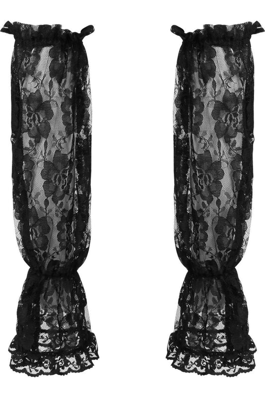 Black Sheer Lace Smocked Sleeves - Daisy Corsets
