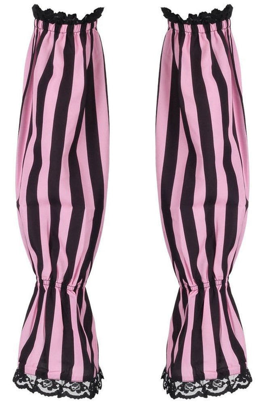 Black/Pink Striped Smocked Sleeves - Daisy Corsets