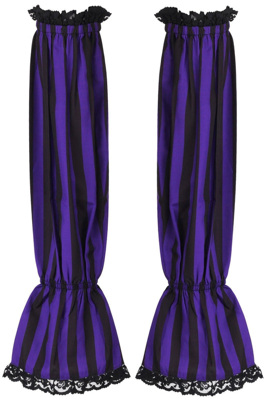 Black/Purple Striped Smocked Sleeves - Daisy Corsets