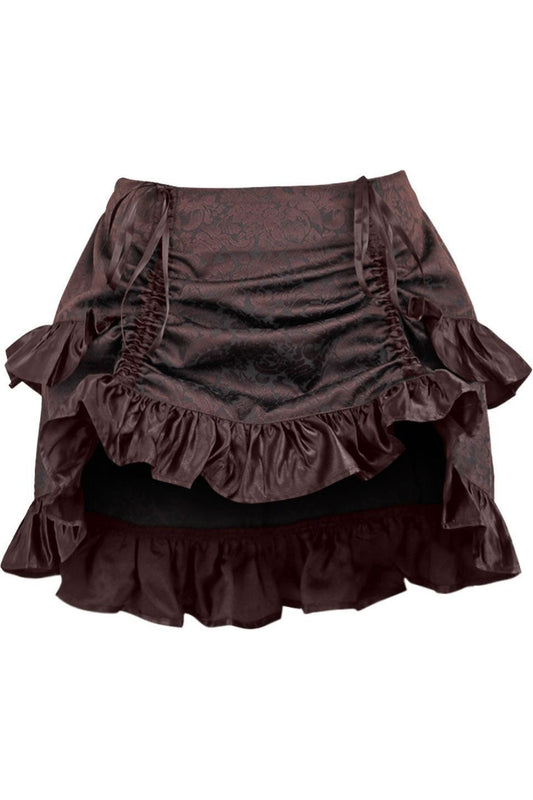 Brown Brocade Ruched Bustle Skirt - Daisy Corsets