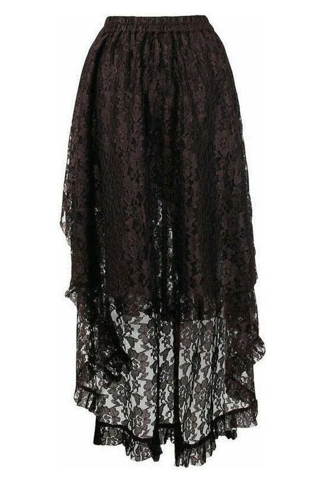 Brown Lace Hi Low Skirt - Daisy Corsets