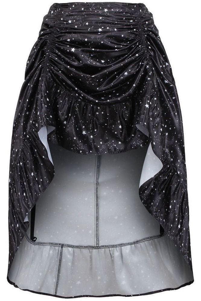 Celestial Print Satin Adjustable High Low Skirt - Daisy Corsets