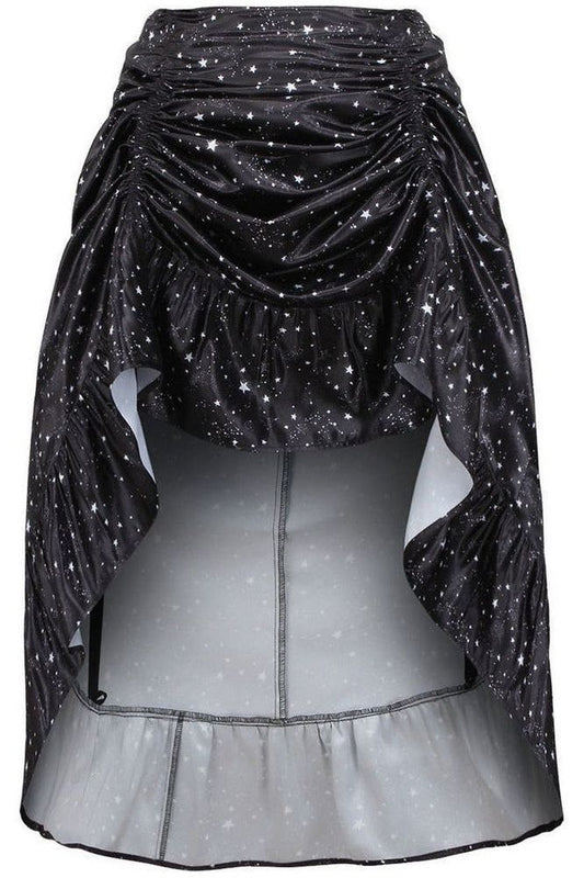 Celestial Print Satin Adjustable High Low Skirt - Daisy Corsets