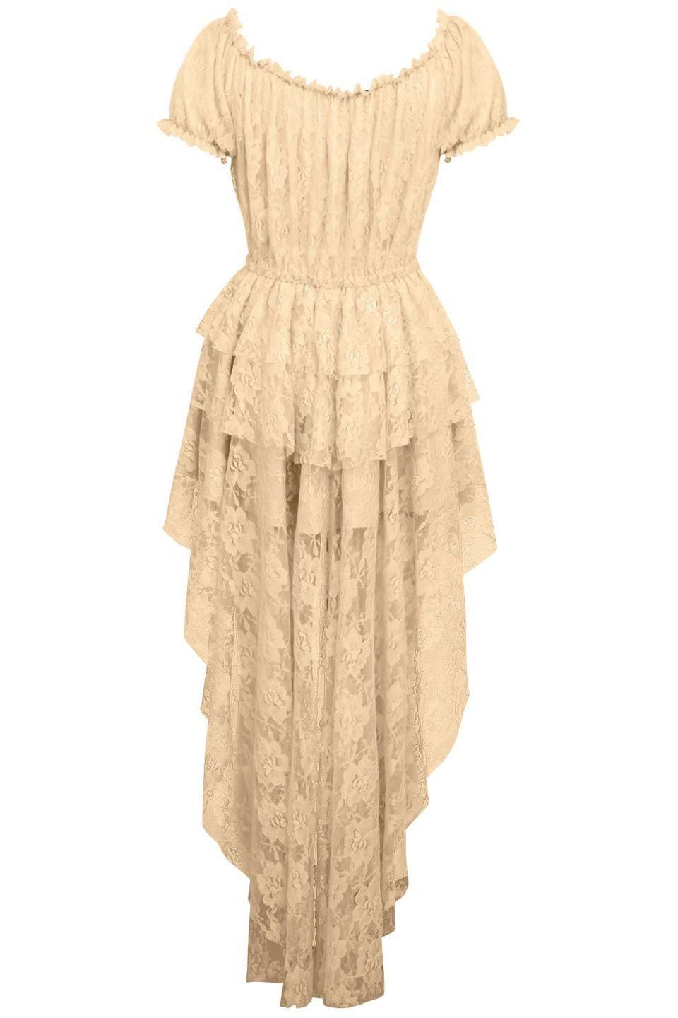 Cream High Low Lace Dress - Daisy Corsets
