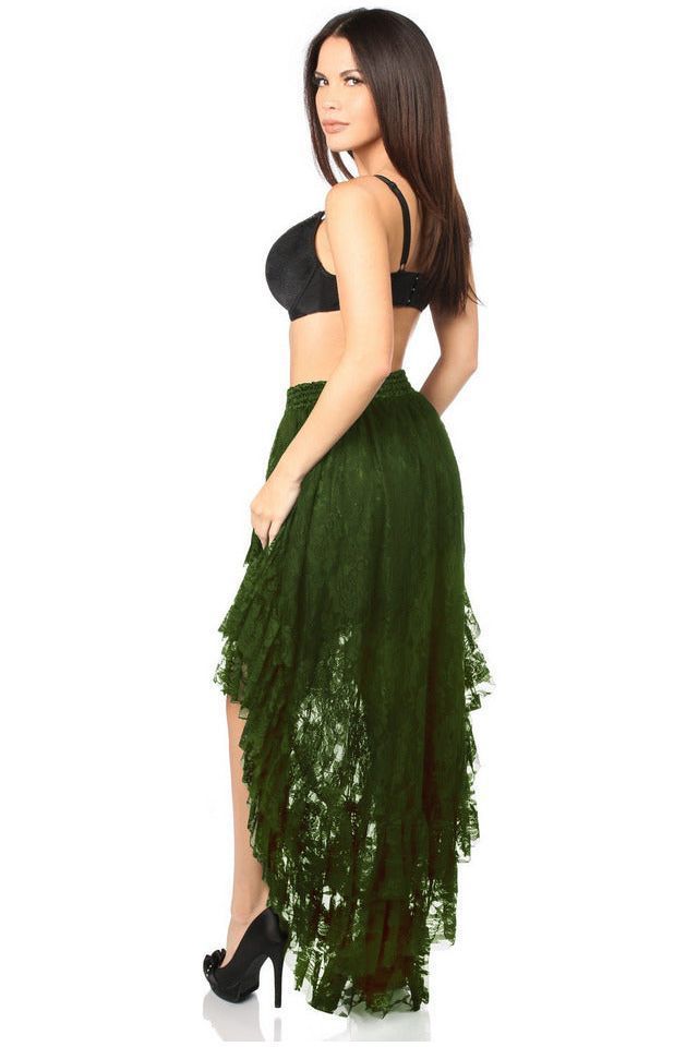 Dark Green High Low Lace Skirt - Daisy Corsets