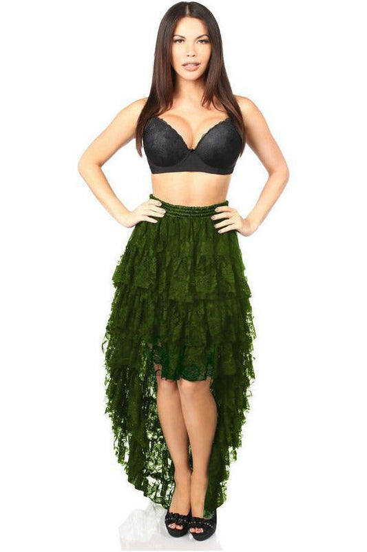 Dark Green High Low Lace Skirt - Daisy Corsets