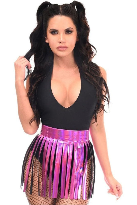 Fuchsia Holo Fringe Skirt - Daisy Corsets