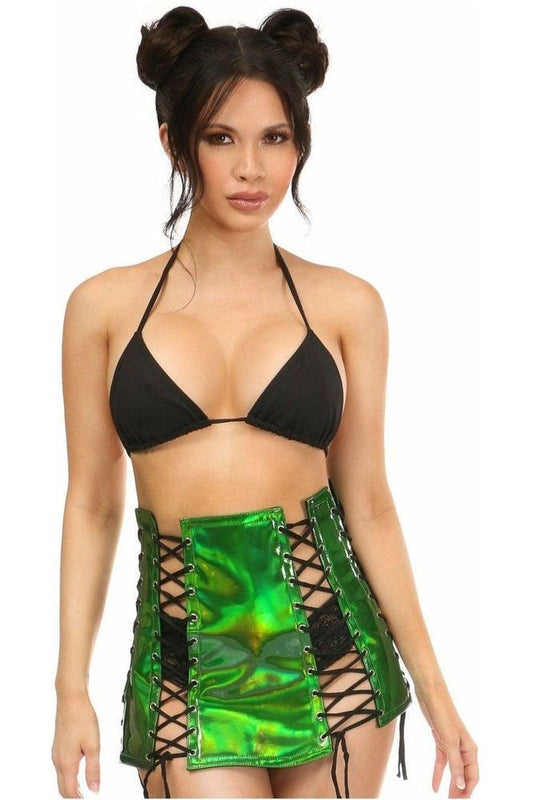 Green Holo Lace - Up Skirt - Daisy Corsets