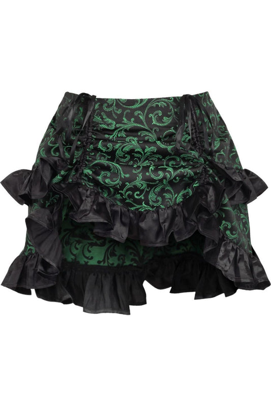 Green/Black Brocade Ruched Bustle Skirt - Daisy Corsets