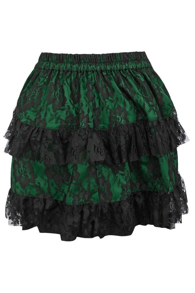 Green/Black Lace Ruched Bustle Skirt - Daisy Corsets
