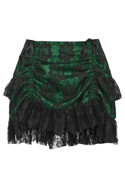 Green/Black Lace Ruched Bustle Skirt - Daisy Corsets