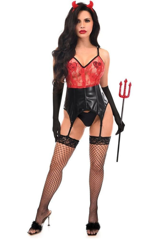 Lavish 4 PC Sexy Devil Lingerie Costume - Daisy Corsets
