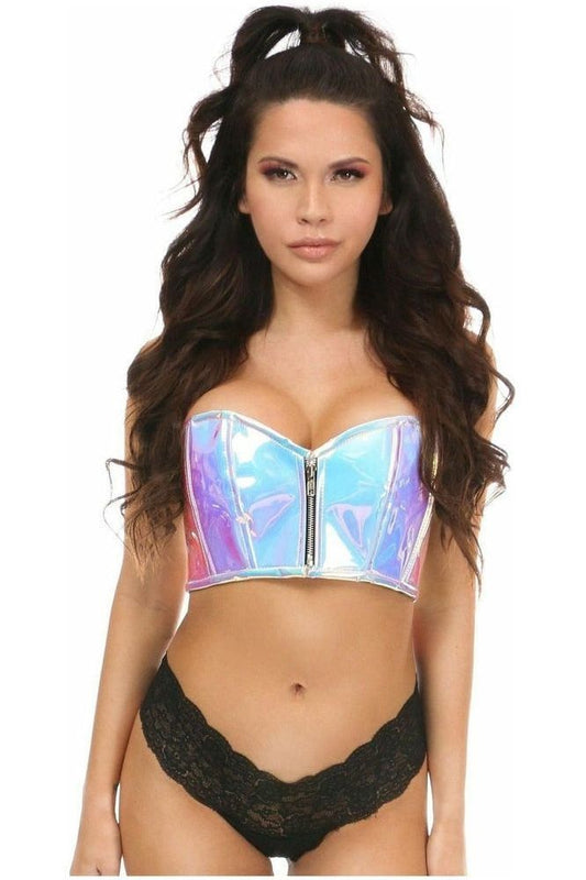 Lavish Blue/Purple Holo Short Bustier Top - Daisy Corsets