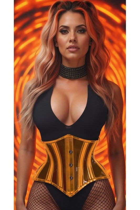 Lavish Clear Orange Curvy Cut Mini Cincher Corset - Daisy Corsets