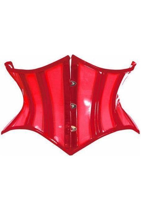 Lavish Clear Red Curvy Cut Mini Cincher Corset - Daisy Corsets