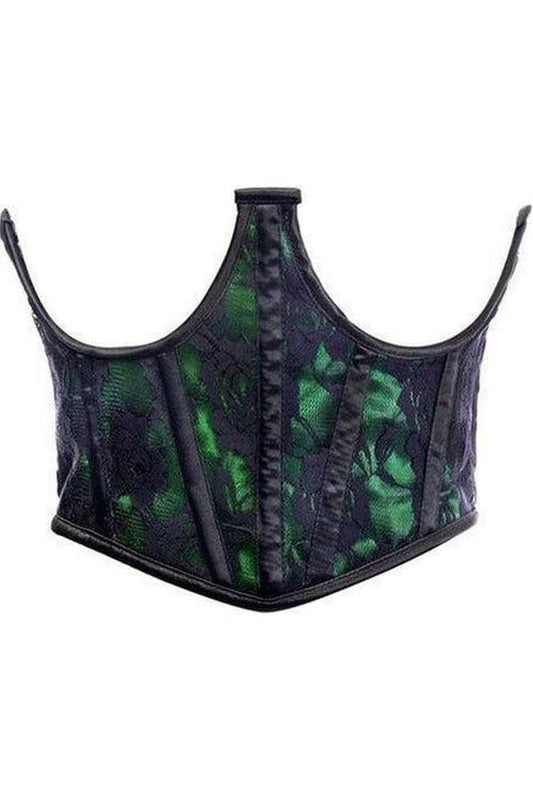Lavish Green w/Black Lace Overlay Open Cup Waist Cincher - Daisy Corsets
