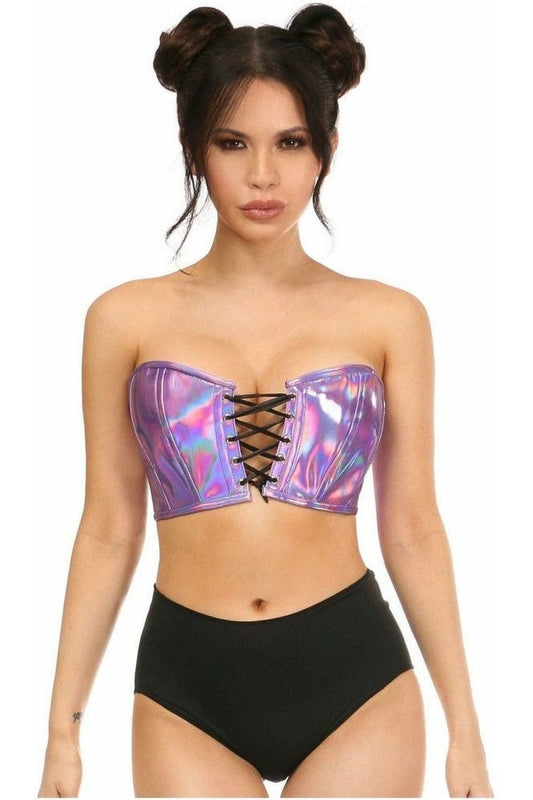 Lavish Lavender Holo Lace - Up Bustier Top - Daisy Corsets