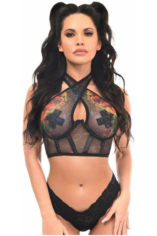 Lavish Multi Mesh Underwire Cincher w/Built In Halter Top - Daisy Corsets