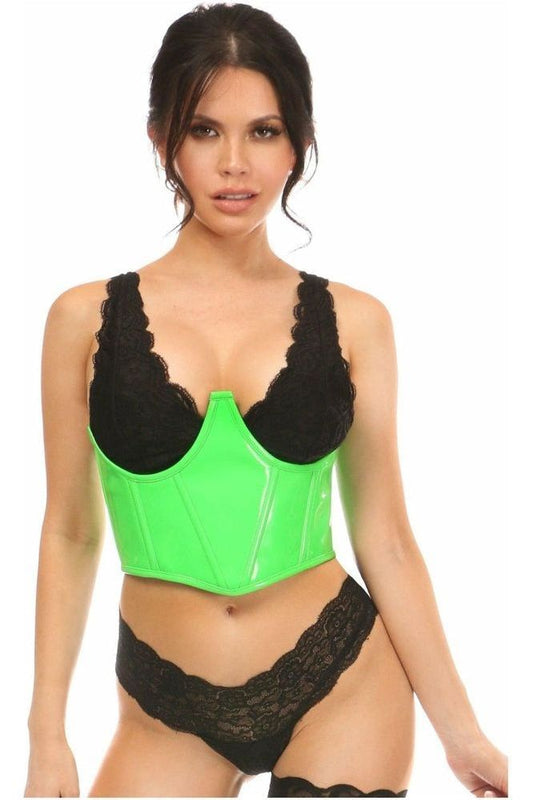 Lavish Neon Green Patent Open Cup Underwire Waist Cincher - Daisy Corsets