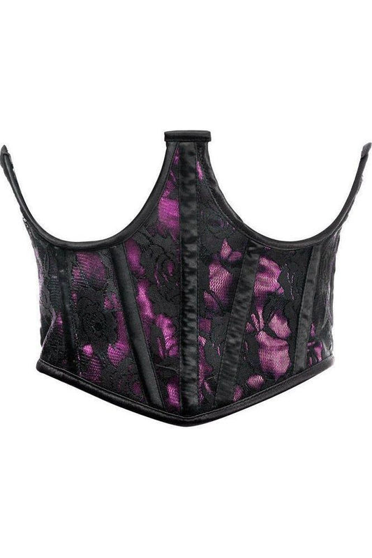 Lavish Pink w/Black Lace Overlay Open Cup Waist Cincher - Daisy Corsets