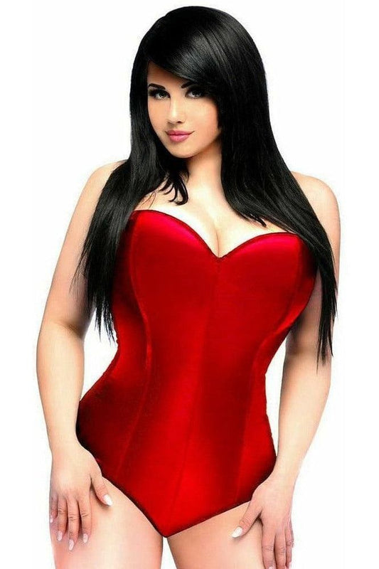 Lavish Red Satin Corset Romper - Daisy Corsets