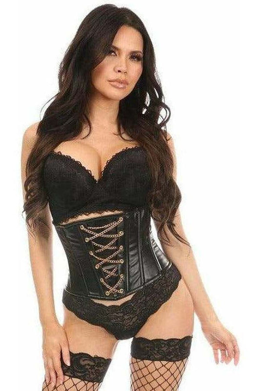 Lavish Wet Look Mini Cincher Corset w/Gold Chains - Daisy Corsets
