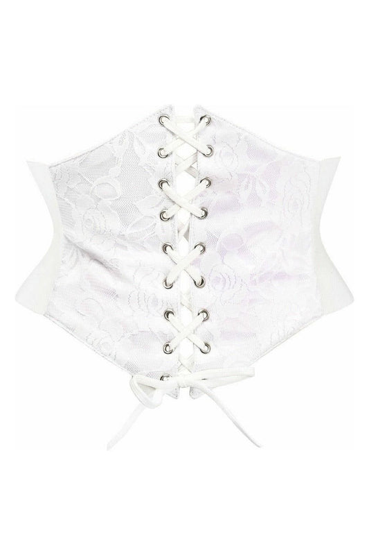 Lavish White Lace Corset Belt Cincher - Daisy Corsets