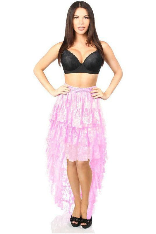 Lt Pink High Low Lace Skirt - Daisy Corsets