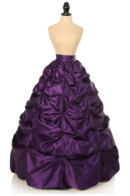 Plum Satin Pick - Up Long Skirt - Daisy Corsets