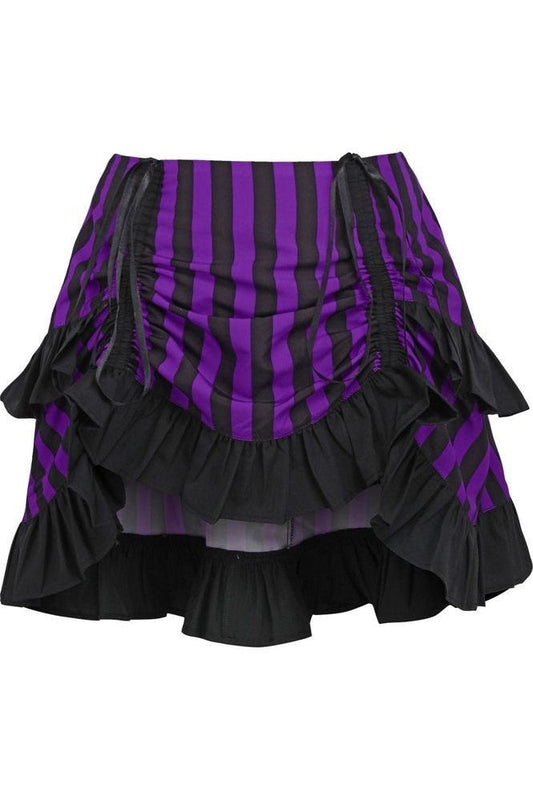 Purple/Black Striped Ruched Bustle Skirt - Daisy Corsets