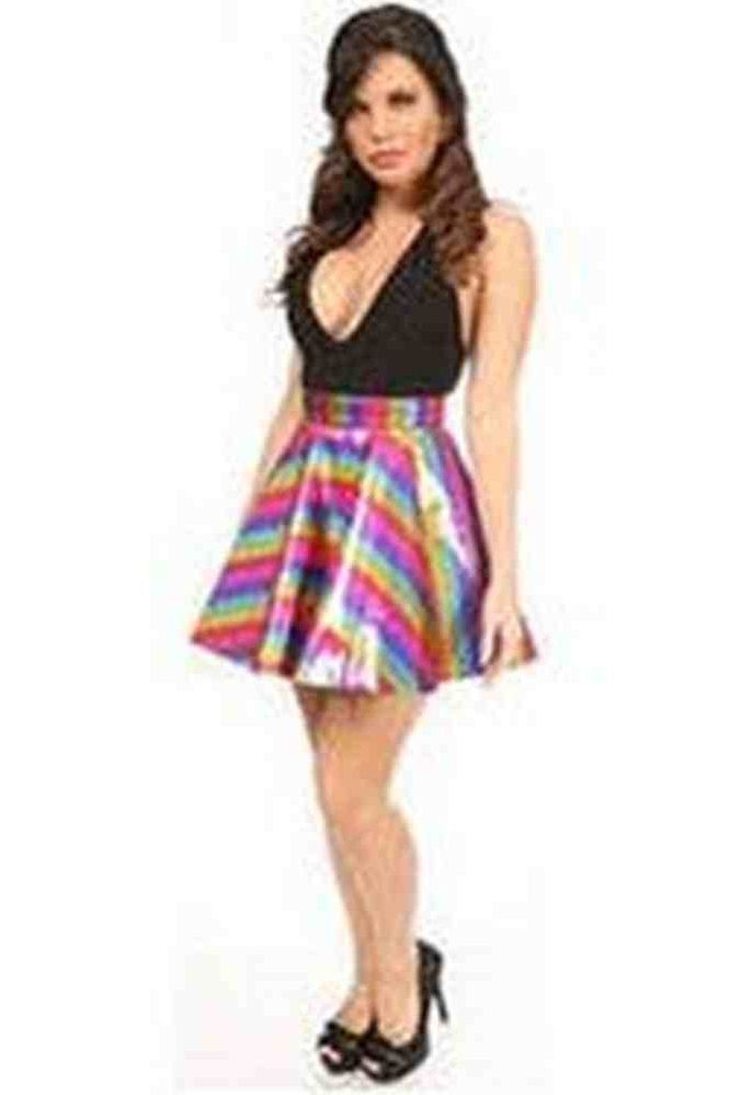Rainbow Glitter PVC Skater Skirt - Daisy Corsets