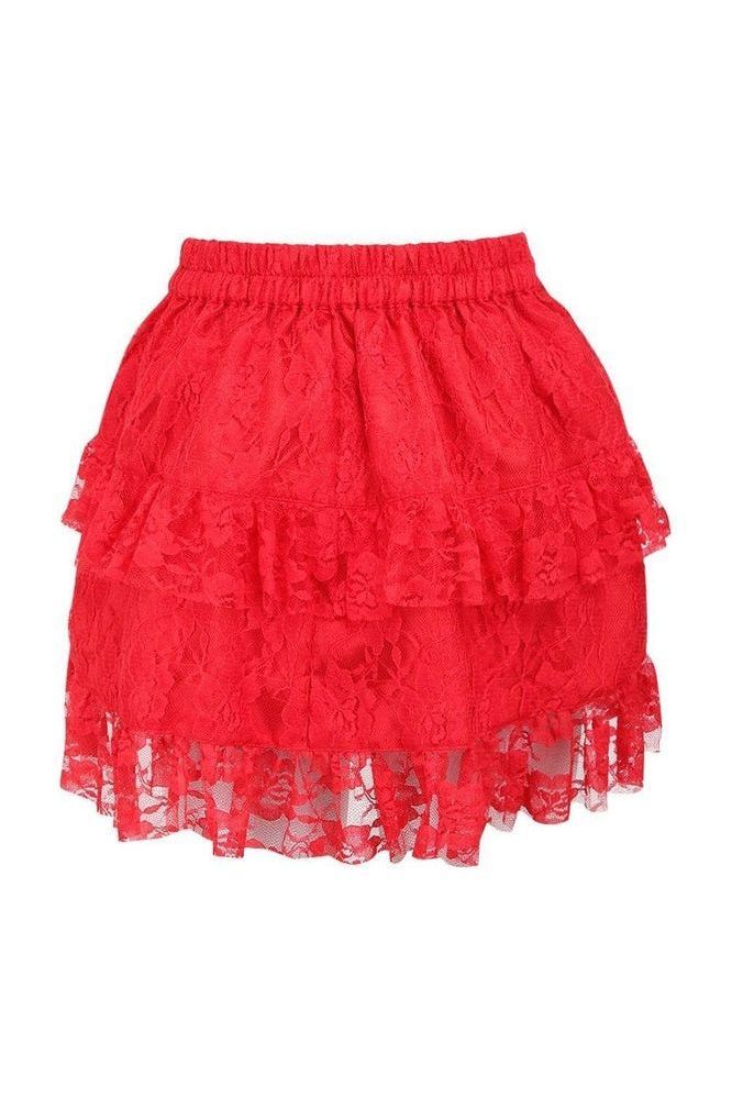 Red Lace Ruched Bustle Skirt - Daisy Corsets