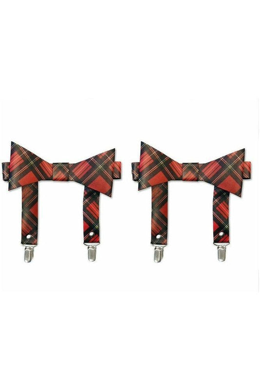 Red Plaid Faux Leather Garters (set of 2) - Daisy Corsets