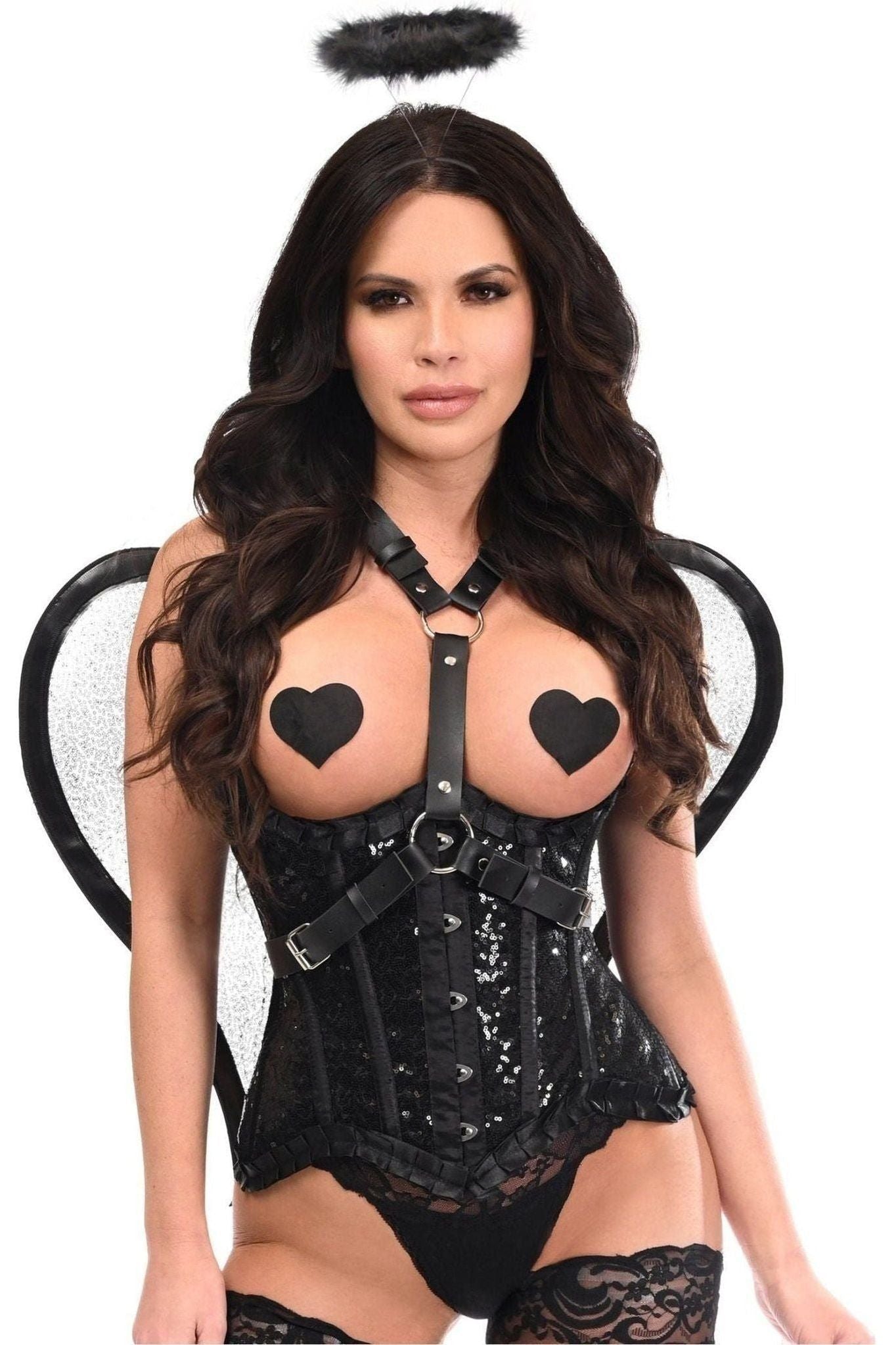 Silver Sequin Angel Wings Body Harness - Daisy Corsets