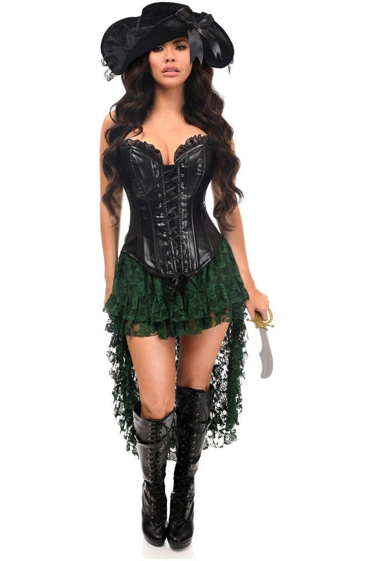 Top Drawer 4 PC Black/Green Lace Premium Pirate Corset Costume - Daisy Corsets