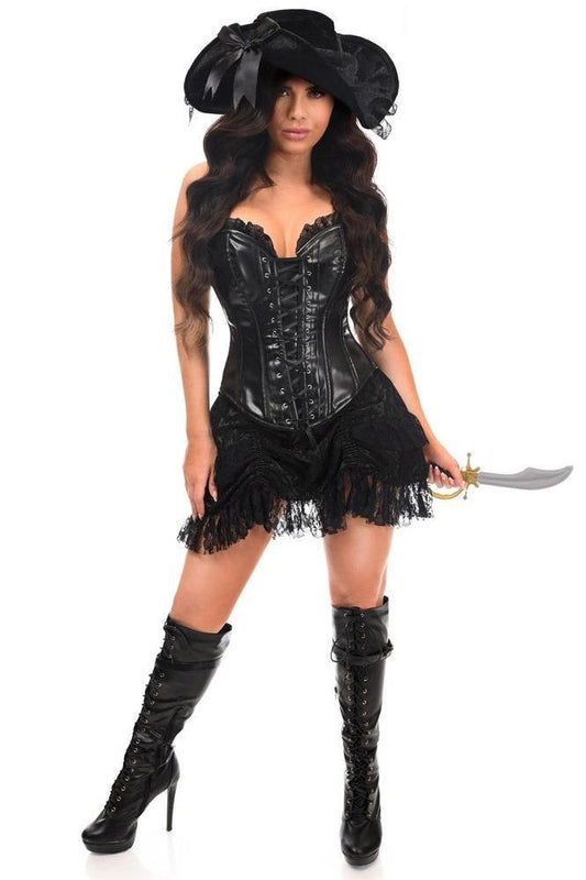 Top Drawer 4 PC Premium Black Lace Pirate Corset Costume - Daisy Corsets