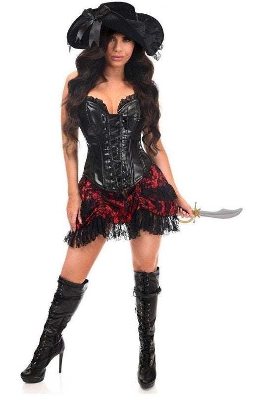 Top Drawer 4 PC Premium Black/Red Lace Pirate Corset Costume - Daisy Corsets