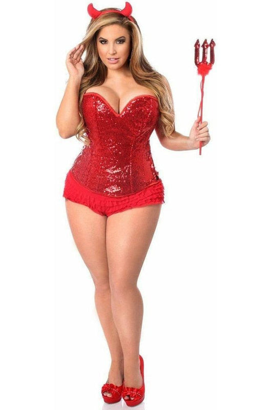 Top Drawer 4 PC Sequin Devil Corset Costume - Daisy Corsets