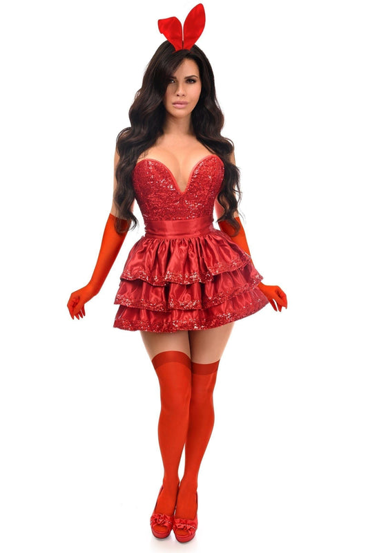 Top Drawer 5 PC Red Sequin Bunny Corset Costume - Daisy Corsets