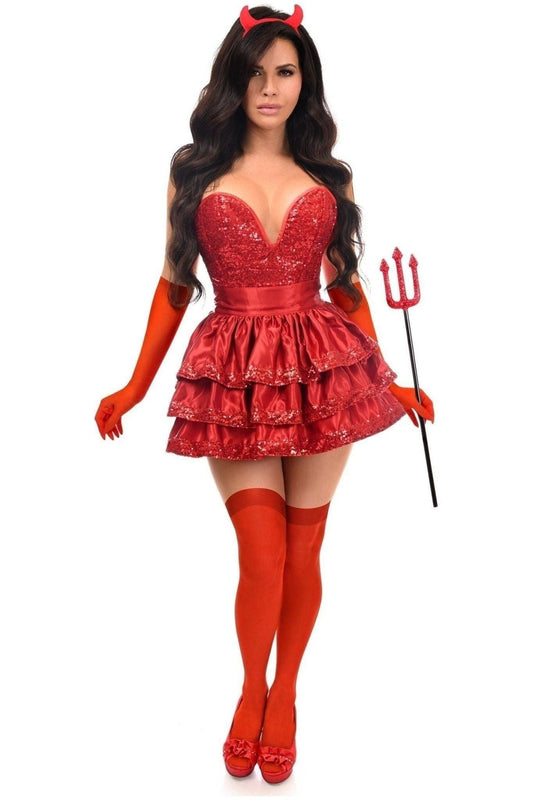 Top Drawer 5 PC Red Sequin Devil Corset Costume - Daisy Corsets