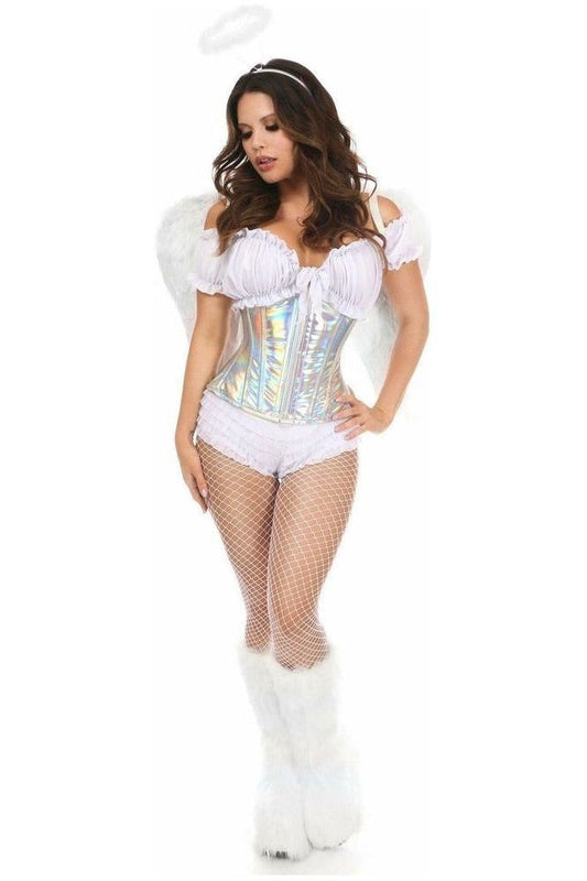 Top Drawer 5 PC Silver Holo Angel Corset Costume - Daisy Corsets