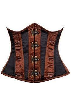 Top Drawer Black & Brown Steel Boned Underbust Corset - Daisy Corsets