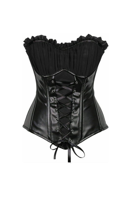 Top Drawer Black Faux Leather Lace - Up Steel Boned Corset - Daisy Corsets