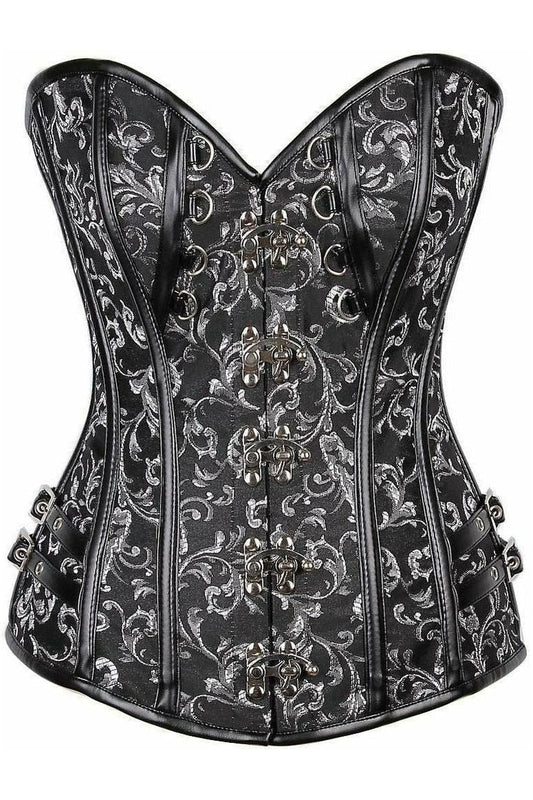 Top Drawer Brocade & Faux Leather Steel Boned Corset - Daisy Corsets