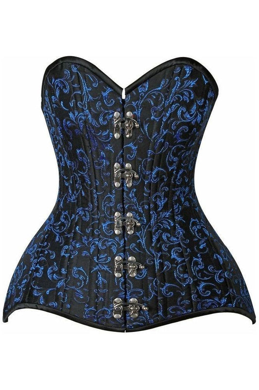 Top Drawer CURVY Blue Brocade Double Steel Boned OverBust Corset - Daisy Corsets
